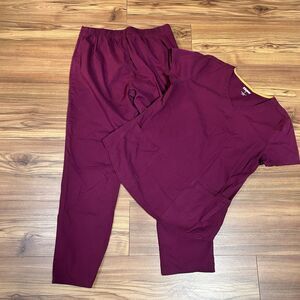 Scrubstar Scrub Set Burgundy Women’s M Top S Pants Nursing Medical Uniform